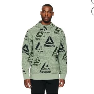 Reebok Green Black Geometric Logo Oversized Sweatshirt Hoodie Men’s Size L